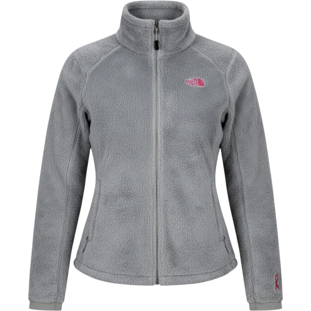 The North Face Osito 2 Jacket Womens Large Grey Pink Ribbon Fleece Full Zip CZ24